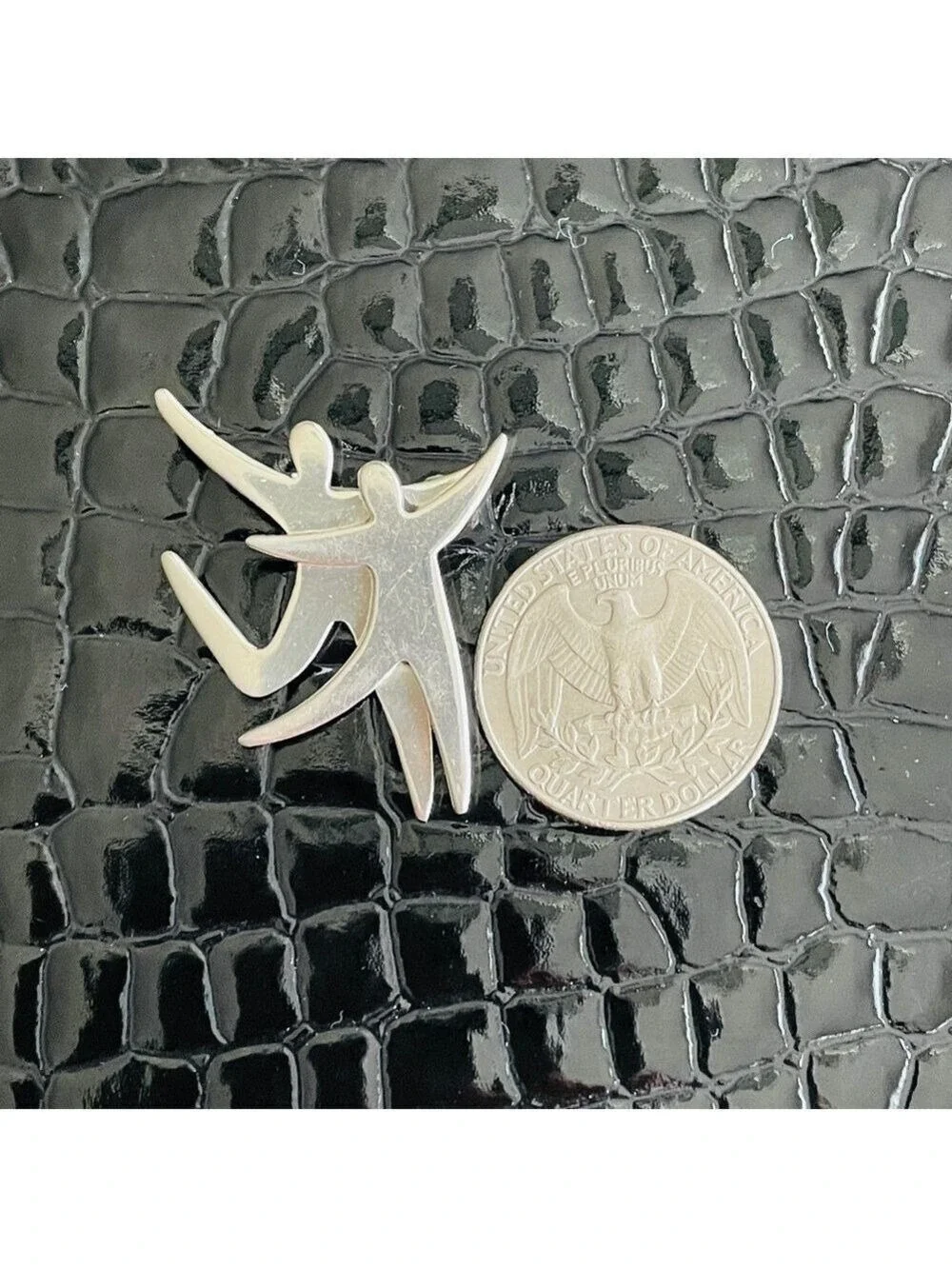 Vintage Far Fetched Dancing People Happy Couple Sterling Modernist Brooc…